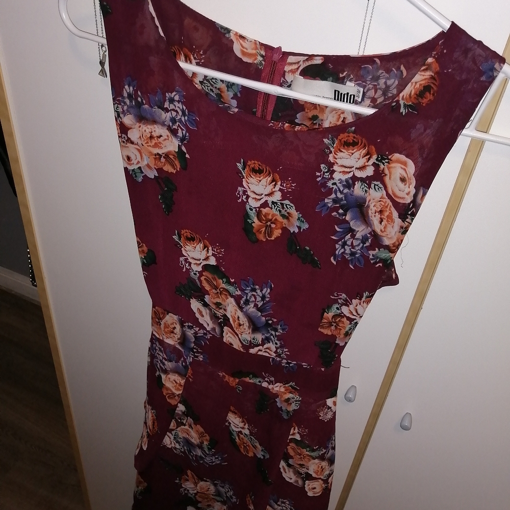 Red floral dress S/M - Picture 7 of 11
